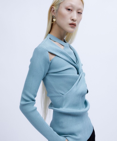 THINGS THAT MATTER（シングス ザット マター）の「【THINGS THAT MATTER/シングス ザット マター】TWIST KNIT TOPS/ツイストニットトップス（ニット/セーター・レディース・オレンジ/キナリ/ブラック/ミント・FREE）」の15枚目の写真