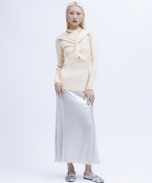 THINGS THAT MATTER（シングス ザット マター）の「【THINGS THAT MATTER/シングス ザット マター】TWIST KNIT TOPS/ツイストニットトップス（ニット/セーター・レディース・オレンジ/キナリ/ブラック/ミント・FREE）」の5枚目の写真