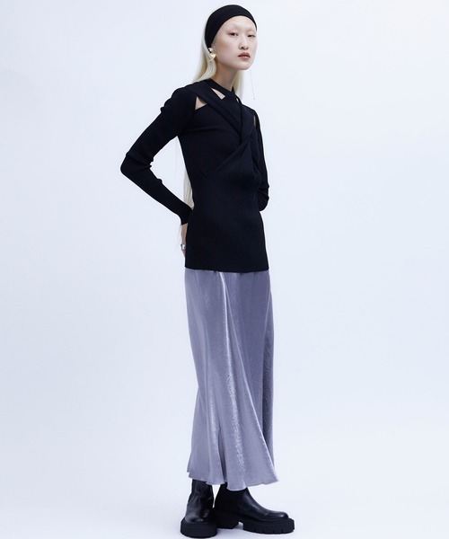 THINGS THAT MATTER（シングス ザット マター）の「【THINGS THAT MATTER/シングス ザット マター】TWIST KNIT TOPS/ツイストニットトップス（ニット/セーター・レディース・オレンジ/キナリ/ブラック/ミント・FREE）」の9枚目の写真