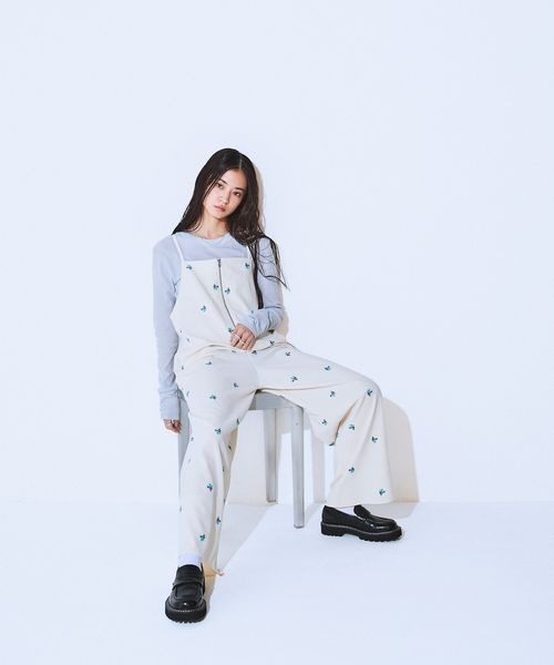 JEANASIS（ジーナシス）の「フロントZIPイージーサロペ/634614（サロペット/オーバーオール・レディース・ブラック/ブラック系その他/ホワイト系その他・FREE）」の15枚目の写真