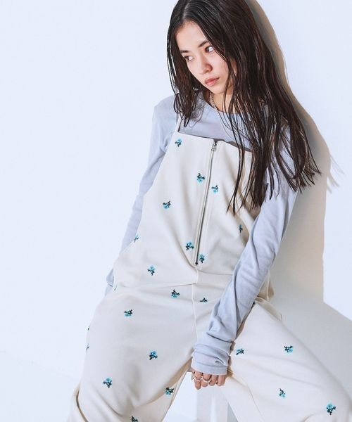 JEANASIS（ジーナシス）の「フロントZIPイージーサロペ/634614（サロペット/オーバーオール・レディース・ブラック/ブラック系その他/ホワイト系その他・FREE）」の16枚目の写真