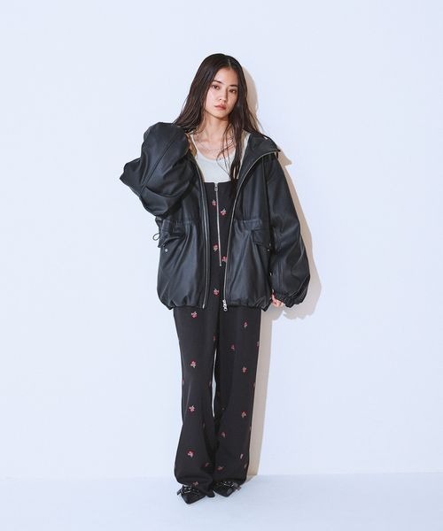 JEANASIS（ジーナシス）の「フロントZIPイージーサロペ/634614（サロペット/オーバーオール・レディース・ブラック/ブラック系その他/ホワイト系その他・FREE）」の18枚目の写真