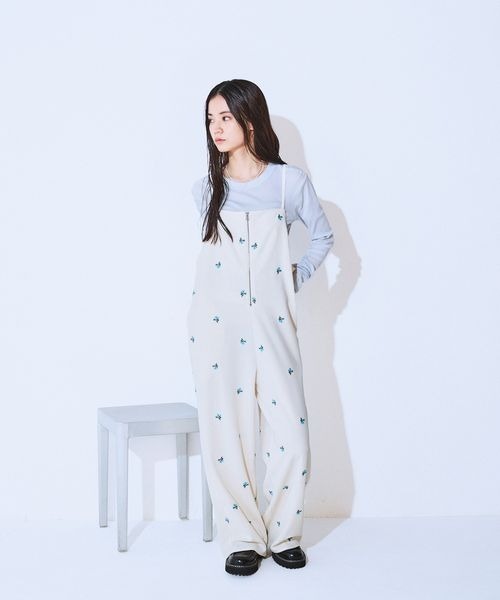 JEANASIS（ジーナシス）の「フロントZIPイージーサロペ/634614（サロペット/オーバーオール・レディース・ブラック/ブラック系その他/ホワイト系その他・FREE）」の13枚目の写真