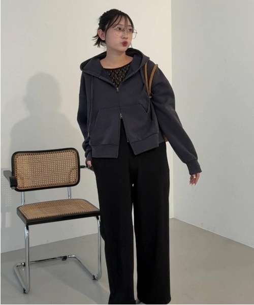 JEANASIS（ジーナシス）の「フロントZIPイージーサロペ/634614（サロペット/オーバーオール・レディース・ブラック/ブラック系その他/ホワイト系その他・FREE）」の8枚目の写真