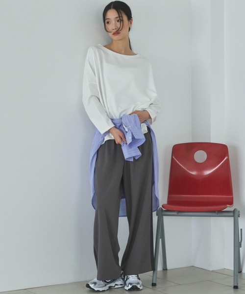 Doux archives（ドゥアルシーヴ）の「ＵＶ加工・吸水速乾ドルマン長袖プルオーバー（Tシャツ/カットソー・レディース・ピンク/オフホワイト/ベージュ・FREE）」の9枚目の写真