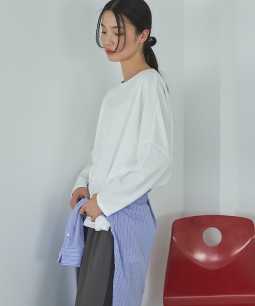 Doux archives（ドゥアルシーヴ）の「ＵＶ加工・吸水速乾ドルマン長袖プルオーバー（Tシャツ/カットソー・レディース・ピンク/オフホワイト/ベージュ・FREE）」の16枚目の写真