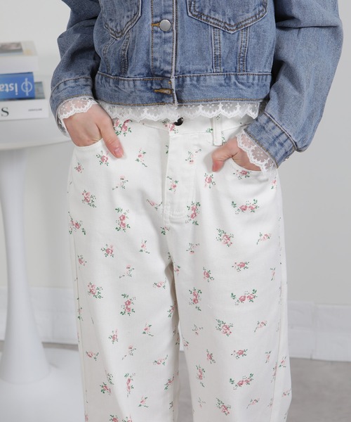 セール】花柄 デニムパンツ（デニムパンツ）｜pumpkin port