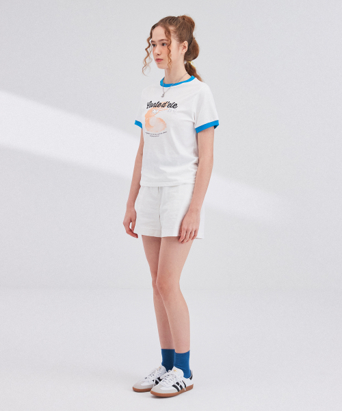 Between A and B（ビトウィーンエイアンドビー）の「パールプリントカラー ポイントTシャツ [ホワイト]（Tシャツ/カットソー・レディース・その他・FREE）」の3枚目の写真