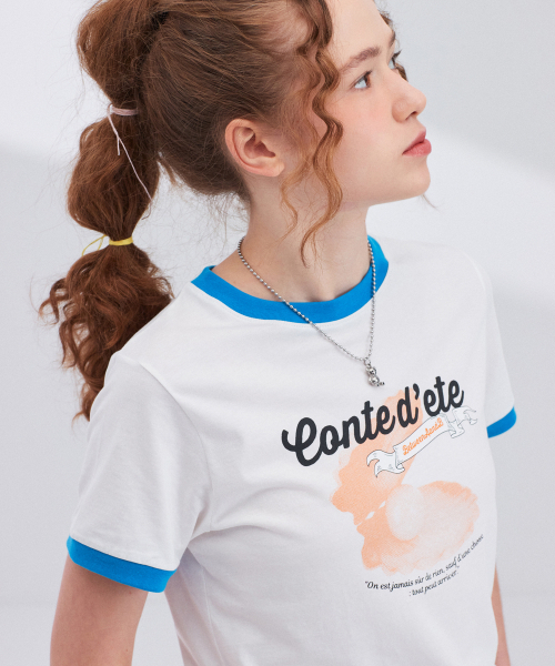 Between A and B（ビトウィーンエイアンドビー）の「パールプリントカラー ポイントTシャツ [ホワイト]（Tシャツ/カットソー・レディース・その他・FREE）」の6枚目の写真