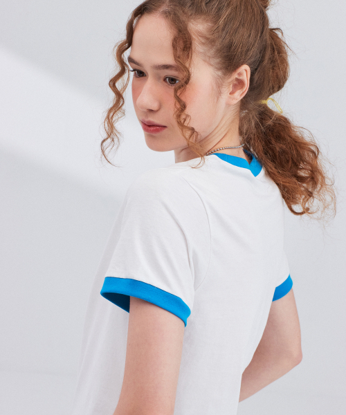 Between A and B（ビトウィーンエイアンドビー）の「パールプリントカラー ポイントTシャツ [ホワイト]（Tシャツ/カットソー・レディース・その他・FREE）」の7枚目の写真