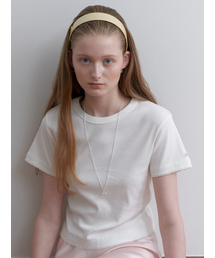 LOVE ME MONSTER（ラブミーモンスター）の「Cotton Lace Semi Crop T-shirt (L251MTS010)（Tシャツ/カットソー）」