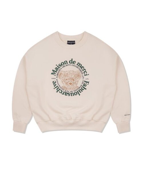 FABULOUS ARCHIVE(ファビュラスアーカイブ)の「ウィメンズクロップサークルロゴエンボベアフレンズヘビーテリーマンツーマンクリームグリーン(FCD3TS702W)(スウェット・レディース・その他・L)」の1枚目の写真