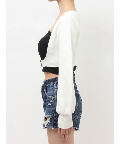 GYDA(ジェイダ)の「GG bijou beltニットボレロ(カーディガン/ボレロ・レディース・ブラック/オフホワイト・FREE)」の12枚目の写真
