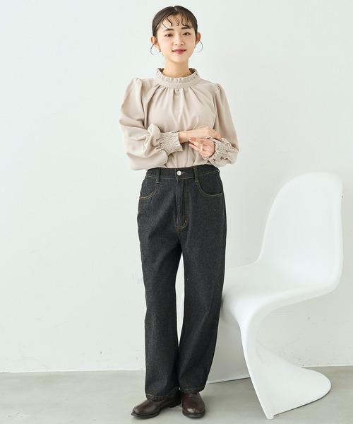 mil(ミル)の「ストレート デニムパンツ【587121】(デニムパンツ・レディース・ブラック/サックスブルー・S-Short/S-Regular/M-Short/M-Regular)」の11枚目の写真
