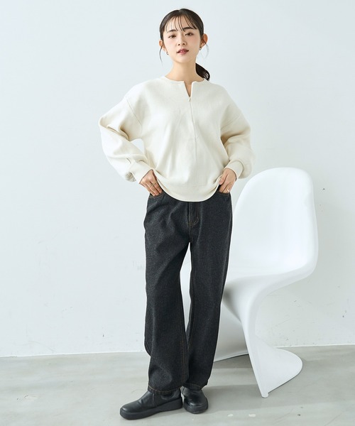 mil(ミル)の「ストレート デニムパンツ【587121】(デニムパンツ・レディース・ブラック/サックスブルー・S-Short/S-Regular/M-Short/M-Regular)」の13枚目の写真