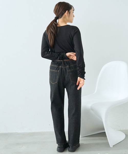 mil(ミル)の「ストレート デニムパンツ【587121】(デニムパンツ・レディース・ブラック/サックスブルー・S-Short/S-Regular/M-Short/M-Regular)」の5枚目の写真