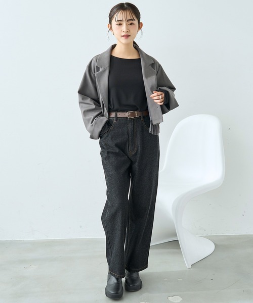 mil(ミル)の「ストレート デニムパンツ【587121】(デニムパンツ・レディース・ブラック/サックスブルー・S-Short/S-Regular/M-Short/M-Regular)」の7枚目の写真