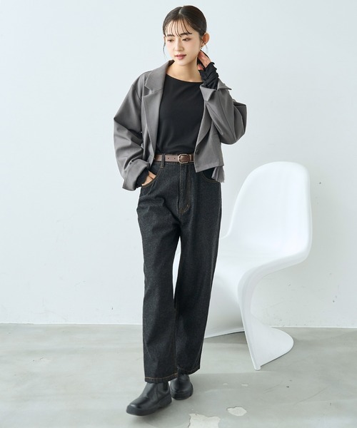 mil(ミル)の「ストレート デニムパンツ【587121】(デニムパンツ・レディース・ブラック/サックスブルー・S-Short/S-Regular/M-Short/M-Regular)」の8枚目の写真