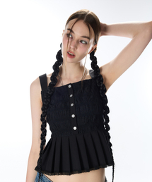 L12 PLEATS SLEEVELESS(BLACK)
