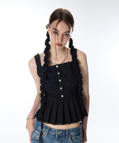 LARTIGENT（ラーティゼン）の「L12 PLEATS SLEEVELESS(BLACK)（Tシャツ/カットソー・レディース・その他・FREE）」の3枚目の写真