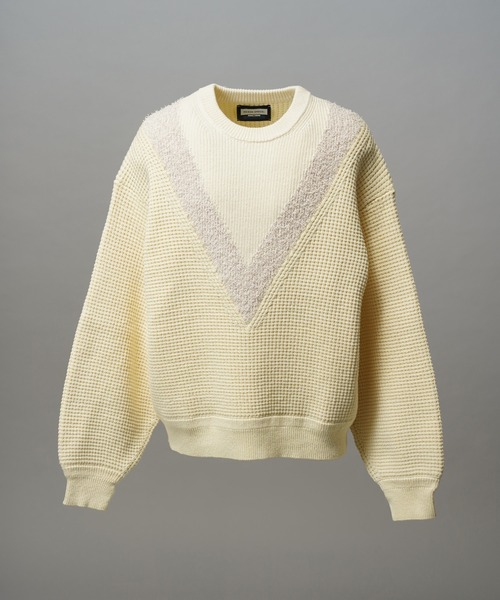 MAISON SPECIAL(メゾンスペシャル)の「《UNISEX》Prime-Over V-neck Panel Switching Knit Pullover/プライムオーバーV切替ニットプルオーバー【MAISON SPECIAL/メゾンスペシャル】(ニット/セーター・メンズ・アイボリー/ブラック・0/1/2)」の5枚目の写真