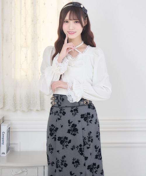 couture BY ROJITA(クチュールバイロジータ)の「ローズリボンベロアトップス(Tシャツ/カットソー・レディース・ブラック/ホワイト・FREE)」の22枚目の写真