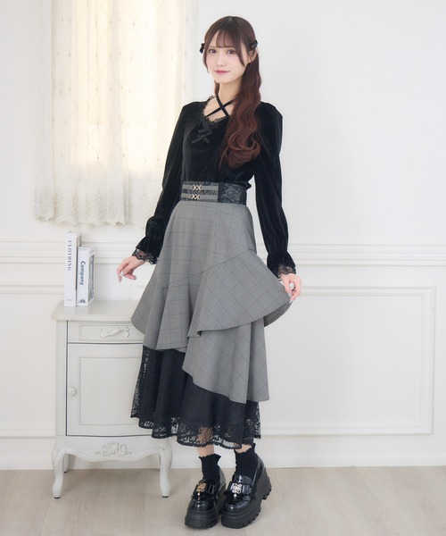 couture BY ROJITA(クチュールバイロジータ)の「ローズリボンベロアトップス(Tシャツ/カットソー・レディース・ブラック/ホワイト・FREE)」の12枚目の写真