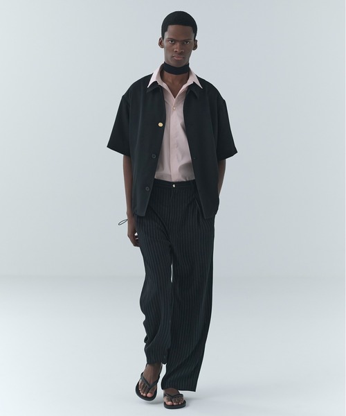 CULLNI（クルニ）の「Stripe Double Cloth Tuck Wide Pant（スラックス・メンズ・ネイビー/ブラック・0/1/2）」の5枚目の写真