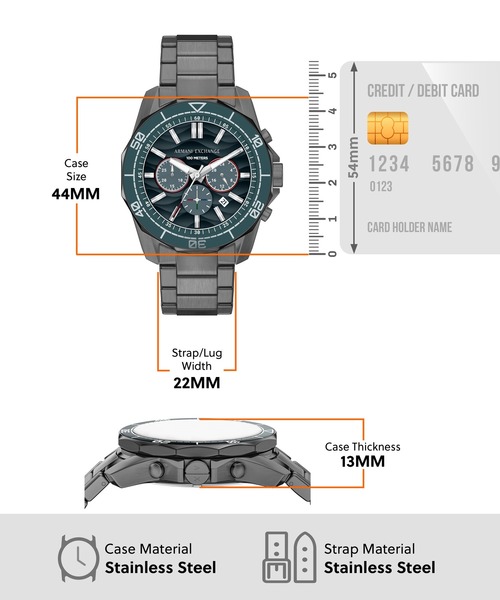 ARMANI EXCHANGE(アルマーニエクスチェンジ)の「アルマーニ・エクスチェンジ 腕時計 メンズ アナログ ステンレス AX1972(アナログ腕時計・メンズ・チャコールグレー・FREE)」の5枚目の写真