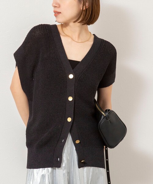 NOLLEY’S（ノーリーズ）の「【WEB限定】《手洗い可能》ペーパーヤーン2WAYベスト（ベスト・レディース・グレー系その他/ブラック/オフホワイト・FREE）」の2枚目の写真