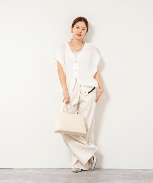 NOLLEY’S（ノーリーズ）の「【WEB限定】《手洗い可能》ペーパーヤーン2WAYベスト（ベスト・レディース・グレー系その他/ブラック/オフホワイト・FREE）」の4枚目の写真