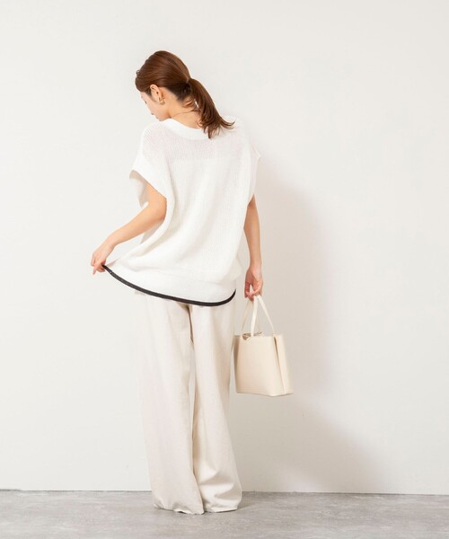 NOLLEY’S（ノーリーズ）の「【WEB限定】《手洗い可能》ペーパーヤーン2WAYベスト（ベスト・レディース・グレー系その他/ブラック/オフホワイト・FREE）」の6枚目の写真