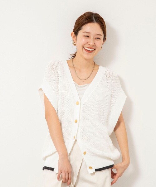 NOLLEY’S（ノーリーズ）の「【WEB限定】《手洗い可能》ペーパーヤーン2WAYベスト（ベスト・レディース・グレー系その他/ブラック/オフホワイト・FREE）」の7枚目の写真