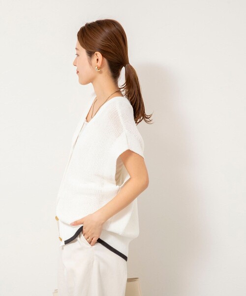 NOLLEY’S（ノーリーズ）の「【WEB限定】《手洗い可能》ペーパーヤーン2WAYベスト（ベスト・レディース・グレー系その他/ブラック/オフホワイト・FREE）」の9枚目の写真