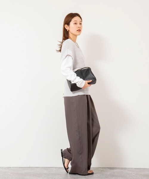 NOLLEY’S（ノーリーズ）の「【WEB限定】《手洗い可能》ペーパーヤーン2WAYベスト（ベスト・レディース・グレー系その他/ブラック/オフホワイト・FREE）」の12枚目の写真