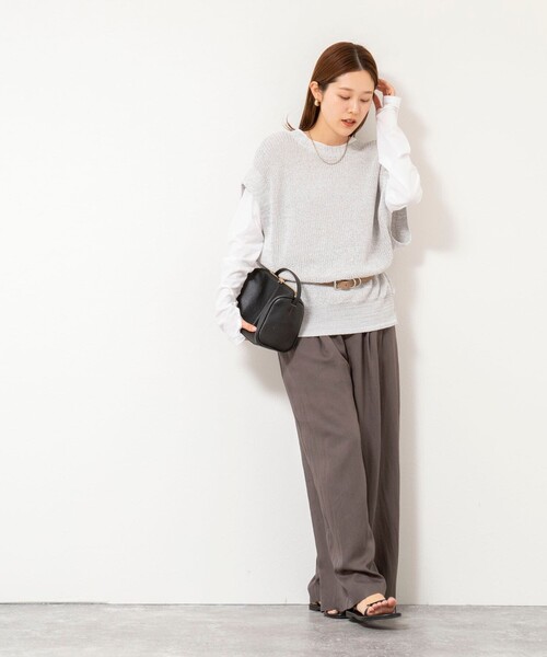 NOLLEY’S（ノーリーズ）の「【WEB限定】《手洗い可能》ペーパーヤーン2WAYベスト（ベスト・レディース・グレー系その他/ブラック/オフホワイト・FREE）」の14枚目の写真