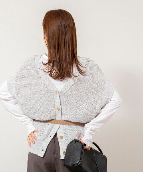 NOLLEY’S（ノーリーズ）の「【WEB限定】《手洗い可能》ペーパーヤーン2WAYベスト（ベスト・レディース・グレー系その他/ブラック/オフホワイト・FREE）」の16枚目の写真