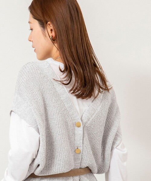 NOLLEY’S（ノーリーズ）の「【WEB限定】《手洗い可能》ペーパーヤーン2WAYベスト（ベスト・レディース・グレー系その他/ブラック/オフホワイト・FREE）」の17枚目の写真