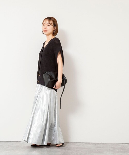 NOLLEY’S（ノーリーズ）の「【WEB限定】《手洗い可能》ペーパーヤーン2WAYベスト（ベスト・レディース・グレー系その他/ブラック/オフホワイト・FREE）」の19枚目の写真