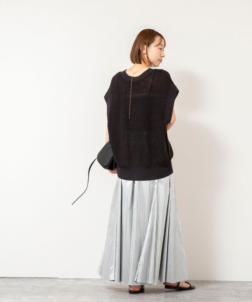 NOLLEY’S（ノーリーズ）の「【WEB限定】《手洗い可能》ペーパーヤーン2WAYベスト（ベスト・レディース・グレー系その他/ブラック/オフホワイト・FREE）」の22枚目の写真