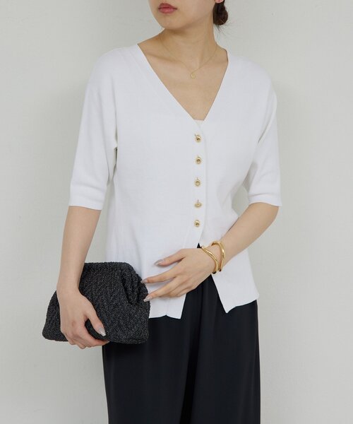 GALLARDAGALANTE（ガリャルダガランテ）の「【手洗い可】ペプラムニットカーデ（カーディガン/ボレロ・レディース・ブラック/ホワイト/ブラウン・FREE）」の5枚目の写真