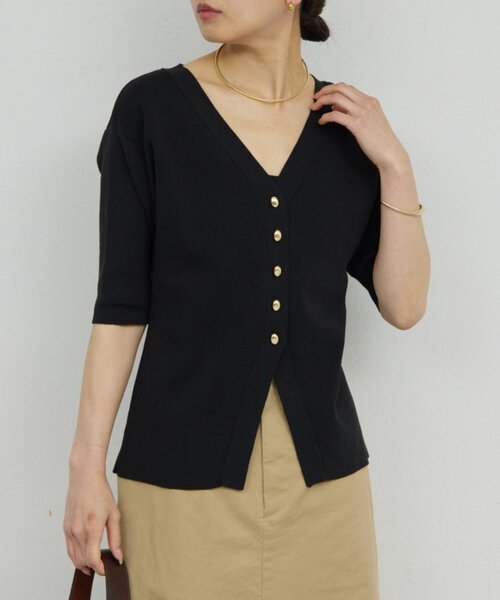 GALLARDAGALANTE（ガリャルダガランテ）の「【手洗い可】ペプラムニットカーデ（カーディガン/ボレロ・レディース・ブラック/ホワイト/ブラウン・FREE）」の12枚目の写真