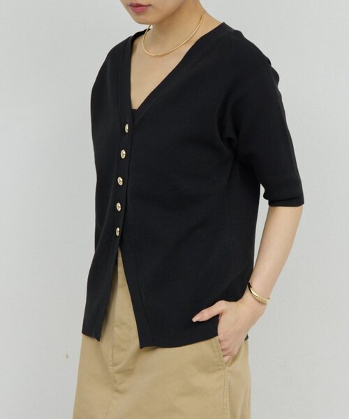 GALLARDAGALANTE（ガリャルダガランテ）の「【手洗い可】ペプラムニットカーデ（カーディガン/ボレロ・レディース・ブラック/ホワイト/ブラウン・FREE）」の13枚目の写真