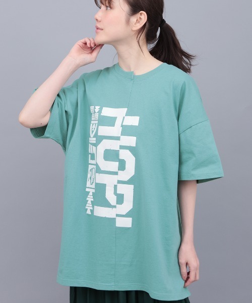 チチカカ(チチカカ)の「リメイクフロント切替Tシャツ(Tシャツ/カットソー・レディース・ブラック/グリーン/ホワイト・FREE)」の3枚目の写真