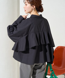 FREAK'S STORE | 限定展開　バック フリル ショート ロングスリーブ シャツ(シャツ/ブラウス)