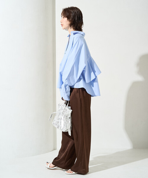 FREAK'S STORE（フリークスストア）の「限定展開　バック フリル ショート ロングスリーブ シャツ（シャツ/ブラウス・レディース・ブルー/オフホワイト/ブラック/ベージュ/イエロー・ﾌﾘ-）」の11枚目の写真