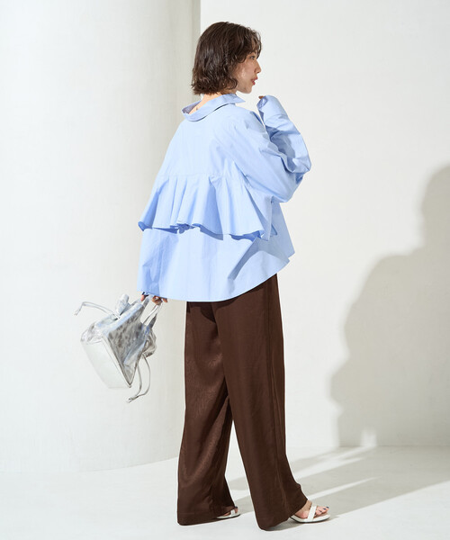 FREAK'S STORE（フリークスストア）の「限定展開　バック フリル ショート ロングスリーブ シャツ（シャツ/ブラウス・レディース・ブルー/オフホワイト/ブラック/ベージュ/イエロー・ﾌﾘ-）」の12枚目の写真