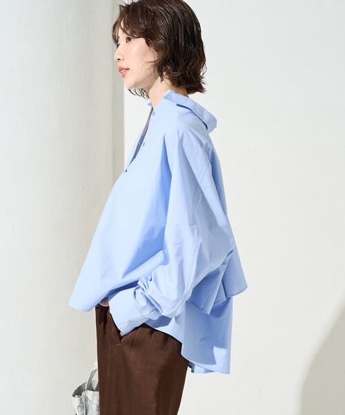 FREAK'S STORE（フリークスストア）の「限定展開　バック フリル ショート ロングスリーブ シャツ（シャツ/ブラウス・レディース・ブルー/オフホワイト/ブラック/ベージュ/イエロー・ﾌﾘ-）」の13枚目の写真