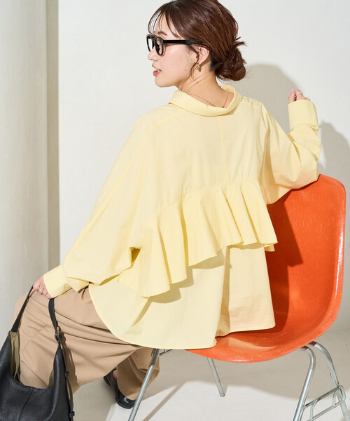FREAK'S STORE（フリークスストア）の「限定展開　バック フリル ショート ロングスリーブ シャツ（シャツ/ブラウス・レディース・ブルー/オフホワイト/ブラック/ベージュ/イエロー・ﾌﾘ-）」の15枚目の写真
