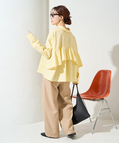 FREAK'S STORE（フリークスストア）の「限定展開　バック フリル ショート ロングスリーブ シャツ（シャツ/ブラウス・レディース・ブルー/オフホワイト/ブラック/ベージュ/イエロー・ﾌﾘ-）」の17枚目の写真